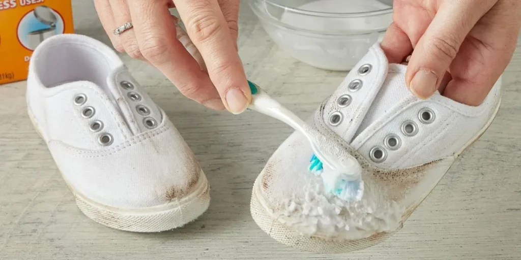 cleaning shoes